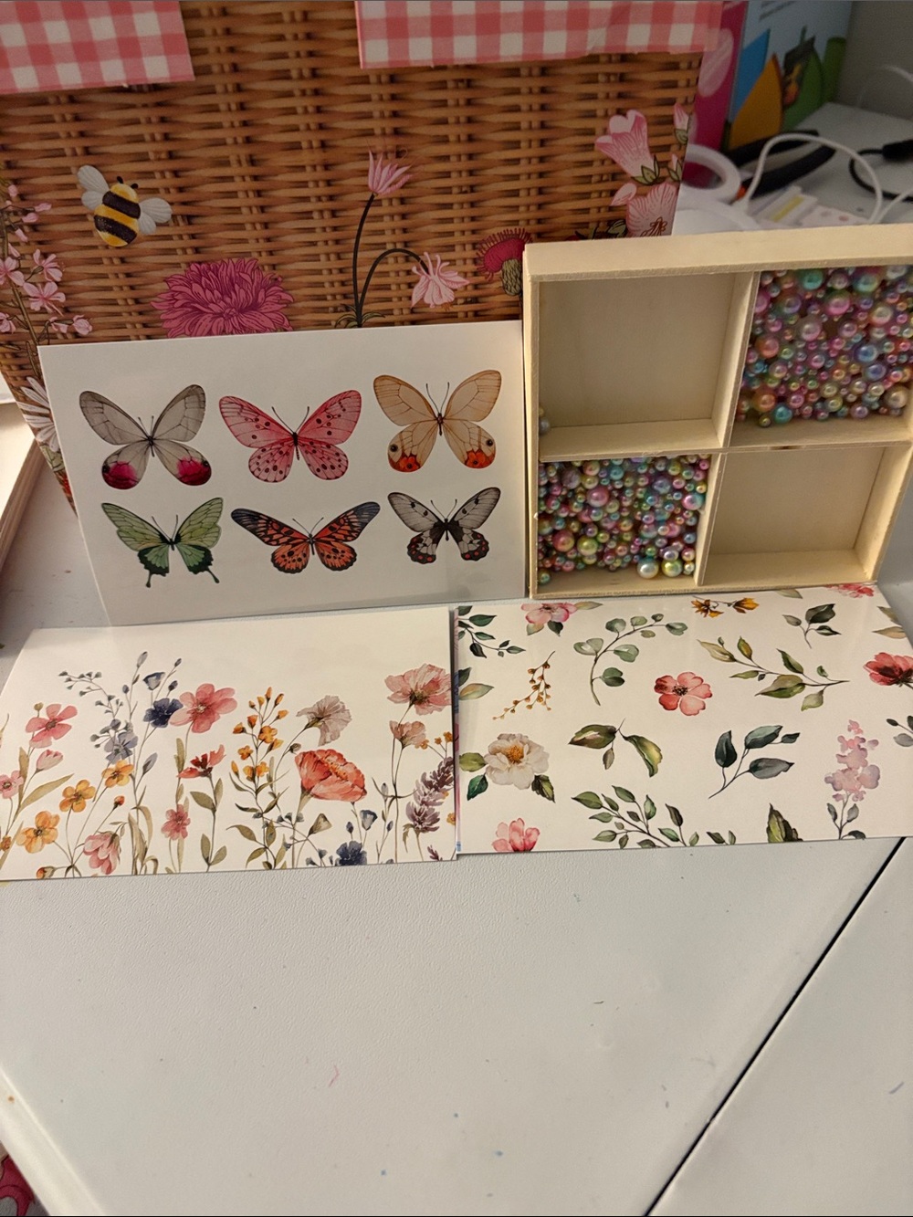 Floral & Butterfly Art Print Trio - Pastel Watercolor Designs